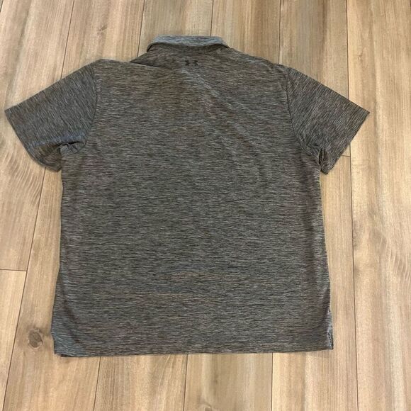 Under Armour Grey Athletic Workout Golf Polo Shirt Men 2XL Bin M-49 - Picture 6 of 6